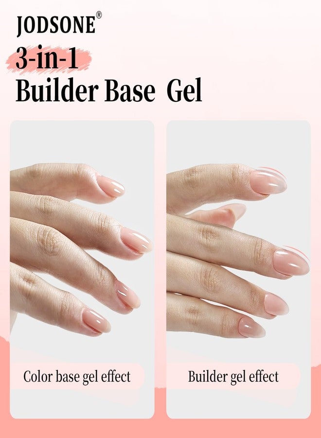 JODSONE Rubber Base Builder Gel for Nails,16.5ML 3-in-1 Nude Pink Rubber Base Gel Polish,Base Color & Builder Gel for Nails in One,for Nail Thickening Solution Strengthen,Apex Building,Enhance - Image 2